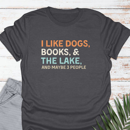 I like Dogs-Books-Lake T-shirt